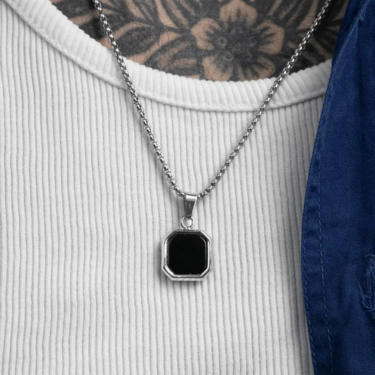 Black Enamel Stainless Steel Necklaces