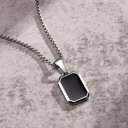 Black Enamel Stainless Steel Necklaces