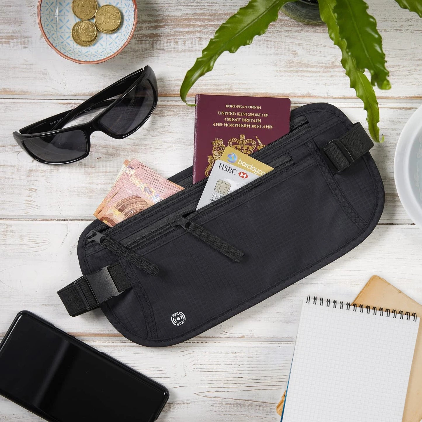 Travel Money Belt - Slim Passport Holder