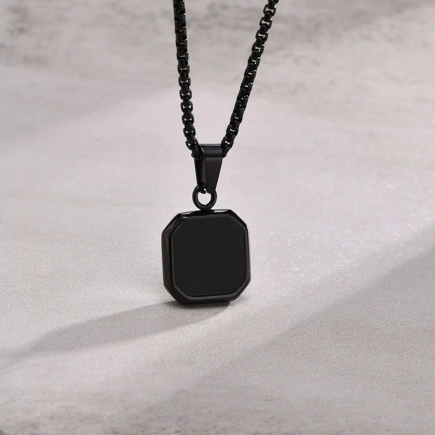 Black Enamel Stainless Steel Necklaces